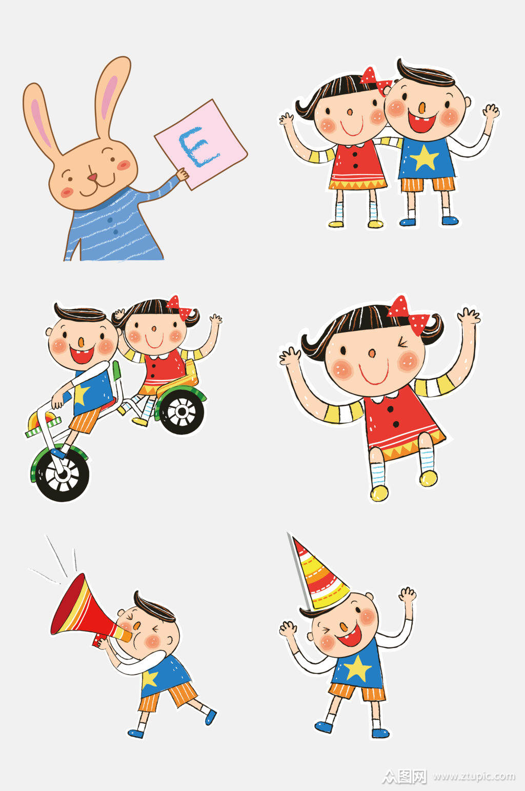 创意卡通可爱开学季儿童小学生免抠元素
