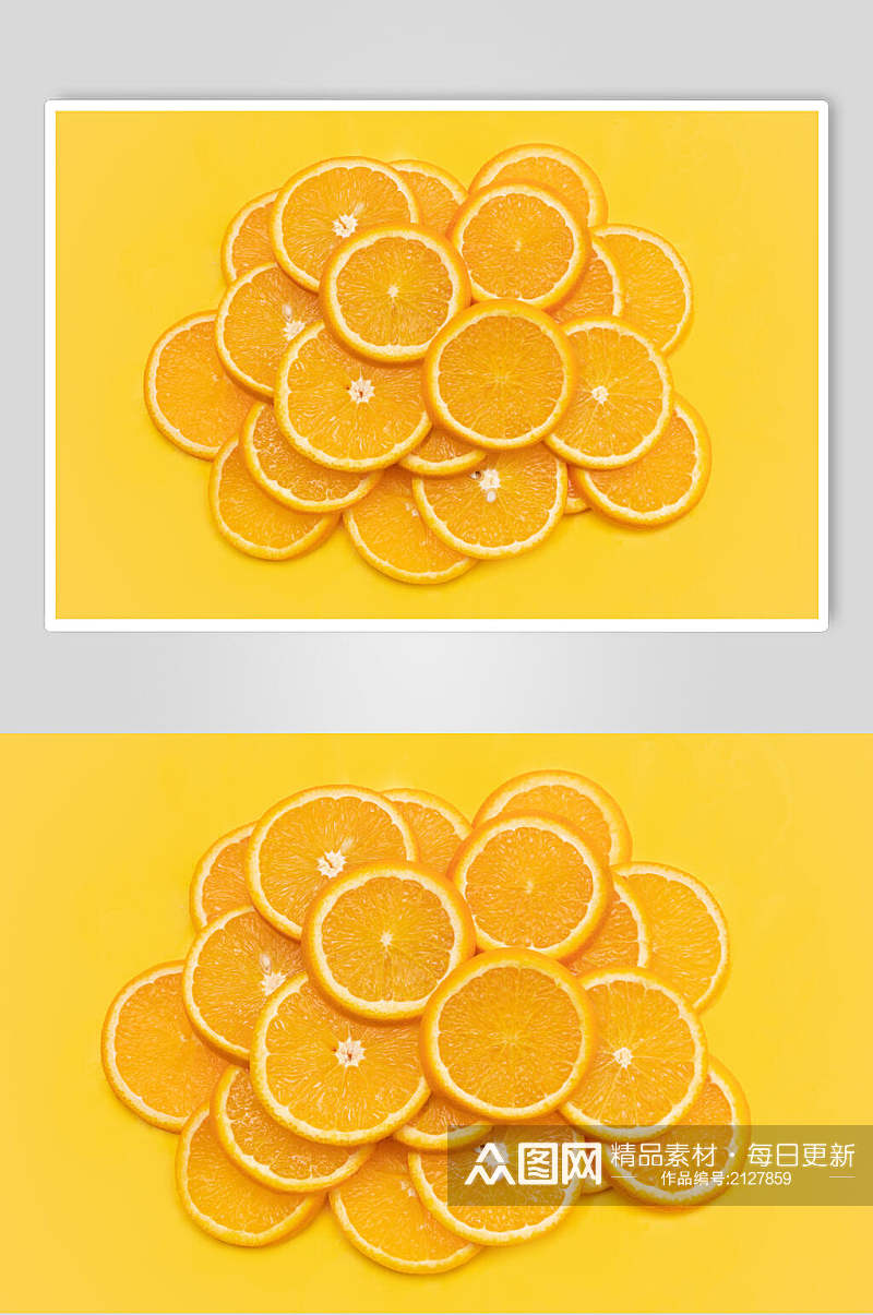 金黄橙子平切水果食品图片素材