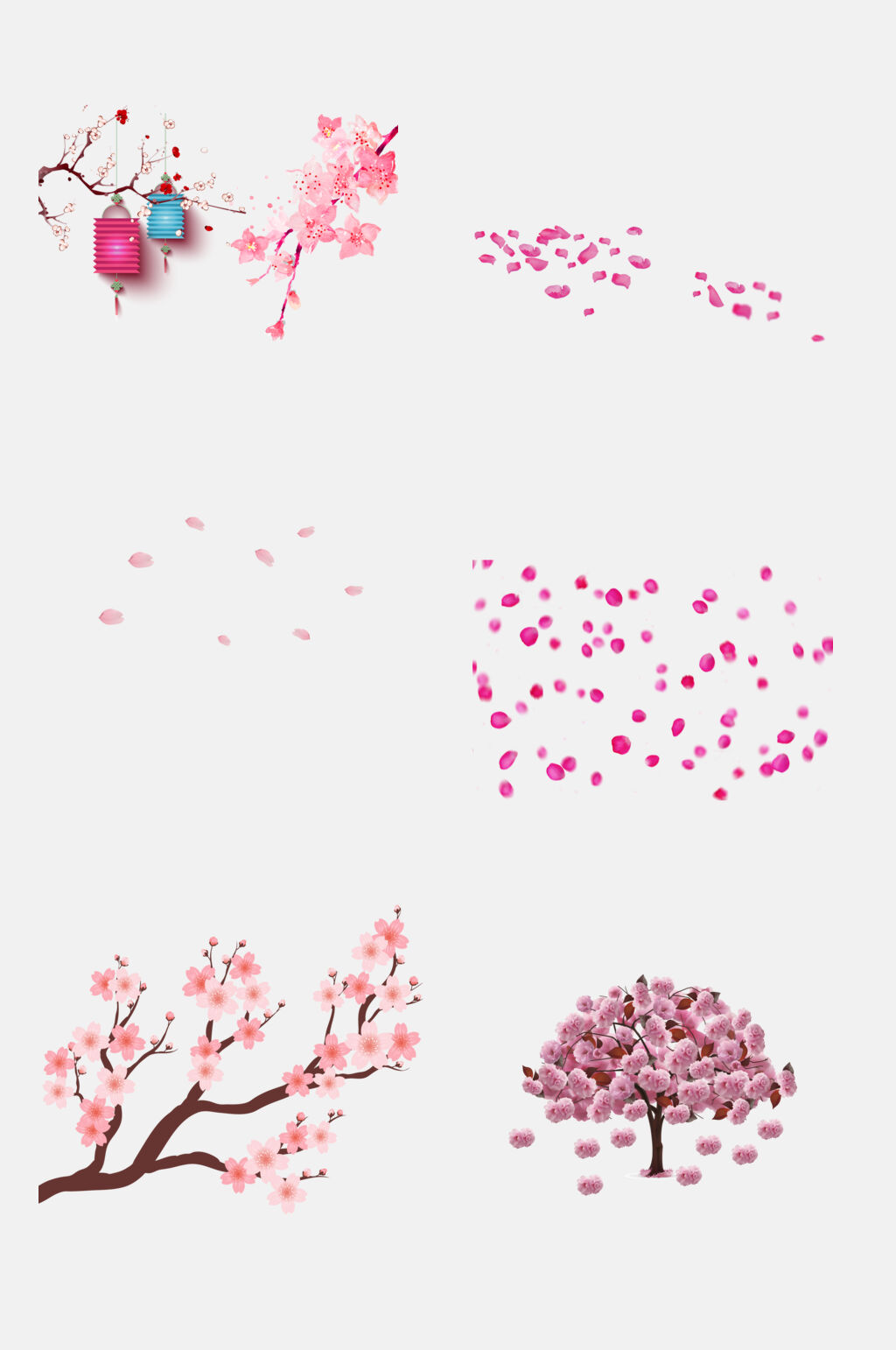中国风花瓣樱花樱花树荷花莲花免抠元素素材