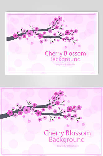樱花卡片日式矢量设计元素素材