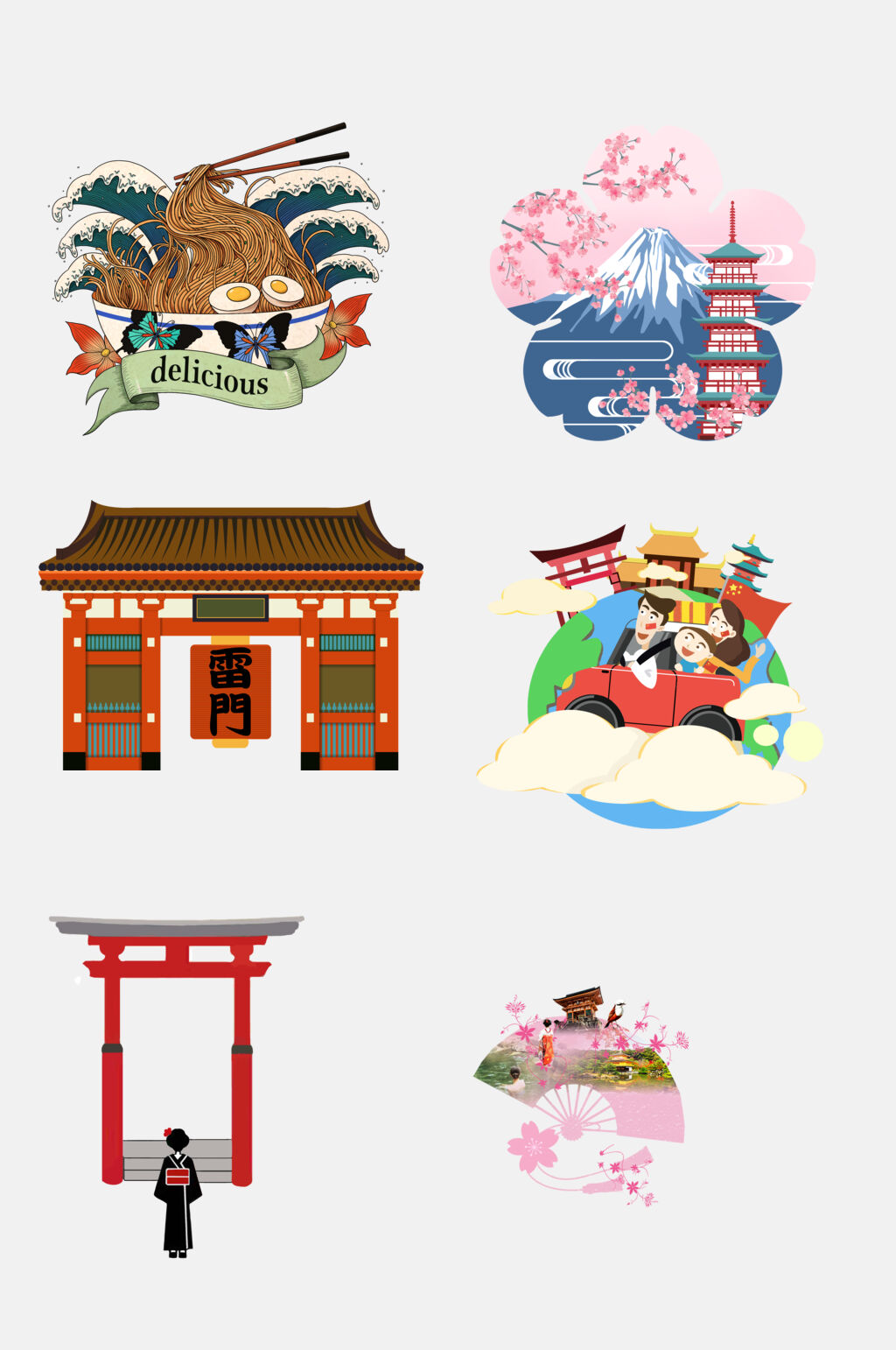 日本龙须面美食旅游风光免抠元素素材