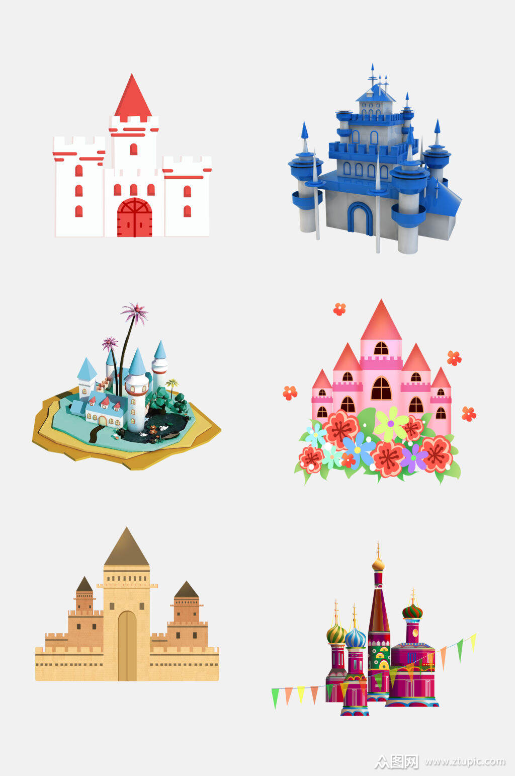 欧式城堡宫殿免抠元素素材