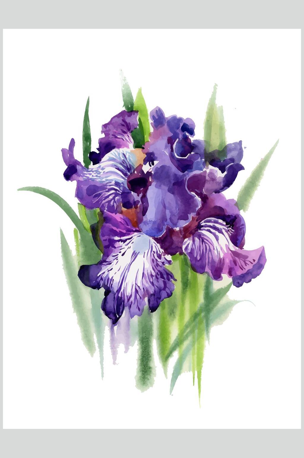 大气紫色水彩花卉矢量素材素材