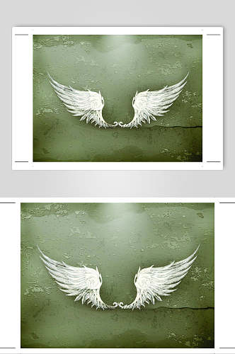 白色翅膀绿色背景矢量设计素材