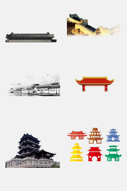 江南古代宫廷建筑免抠元素素材