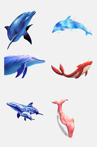 炫彩动物海豚免抠元素