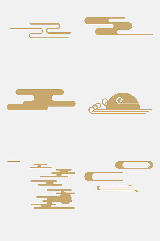 金色中国风线条祥云云彩免抠元素