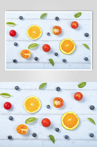 清新平切水果食品图片