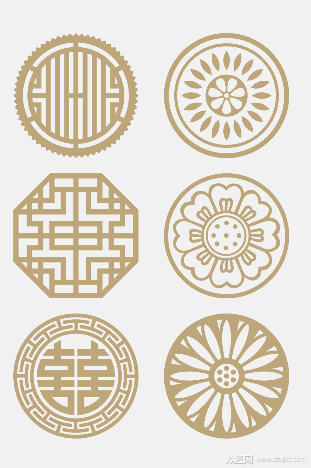 金色高端中式古典花纹免抠元素