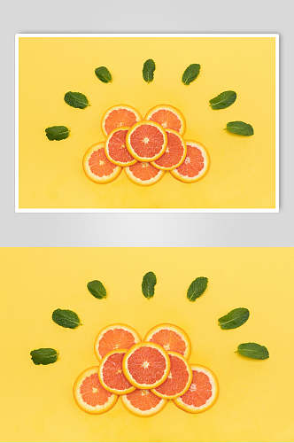 西柚平切水果美食图片
