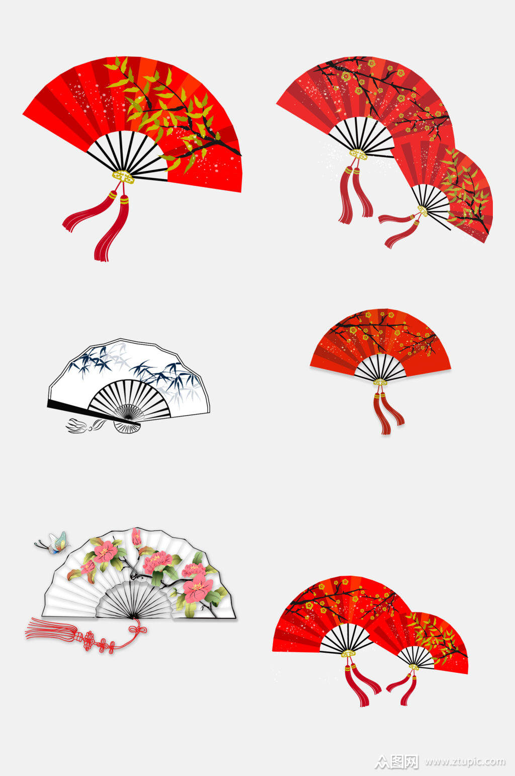 喜庆中国风古典扇子免抠元素