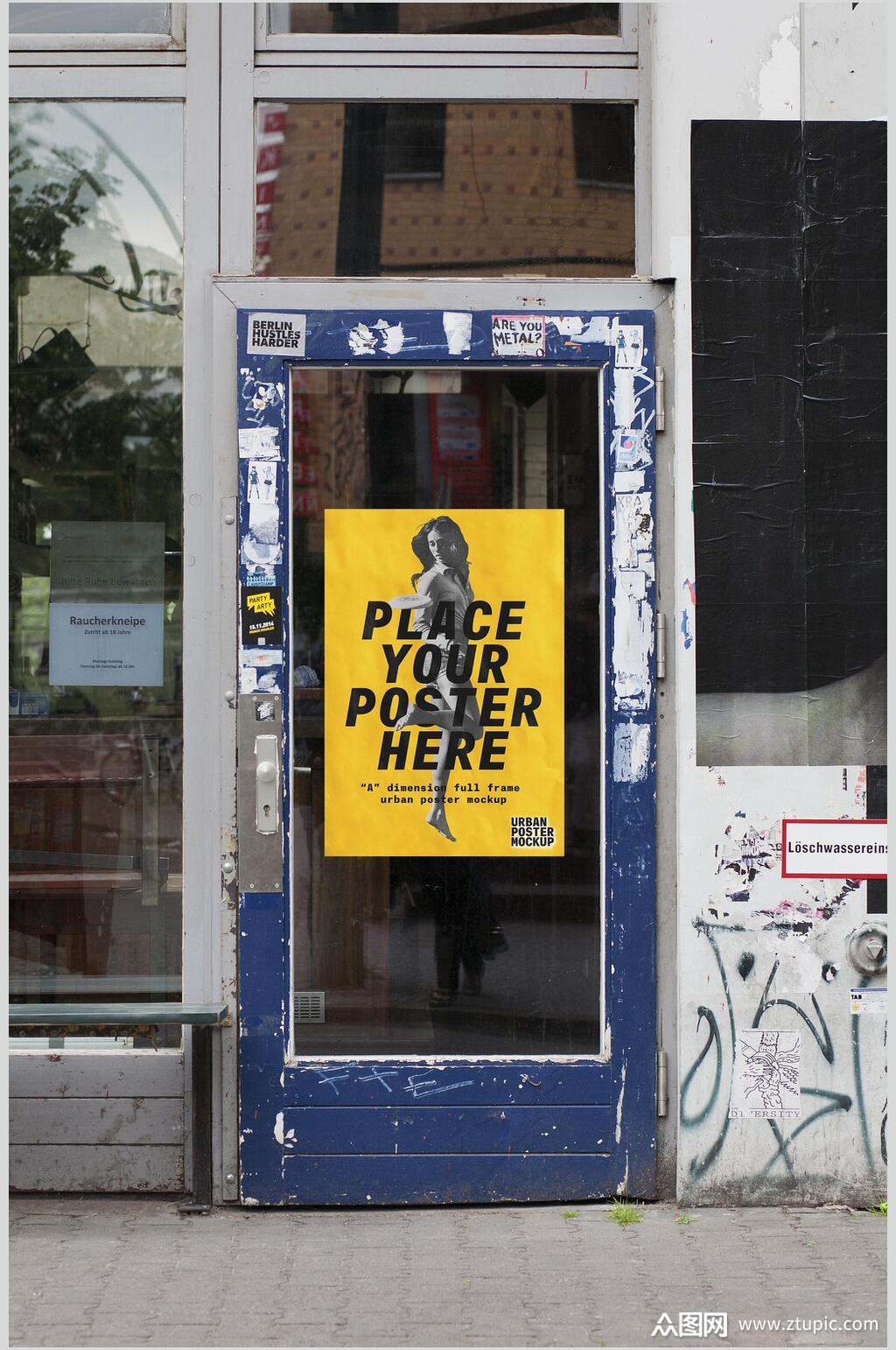 简约明黄色高端街头海报样机素材