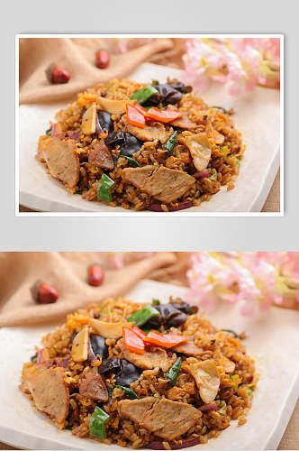 牛肉酱油炒饭食物摄影图片