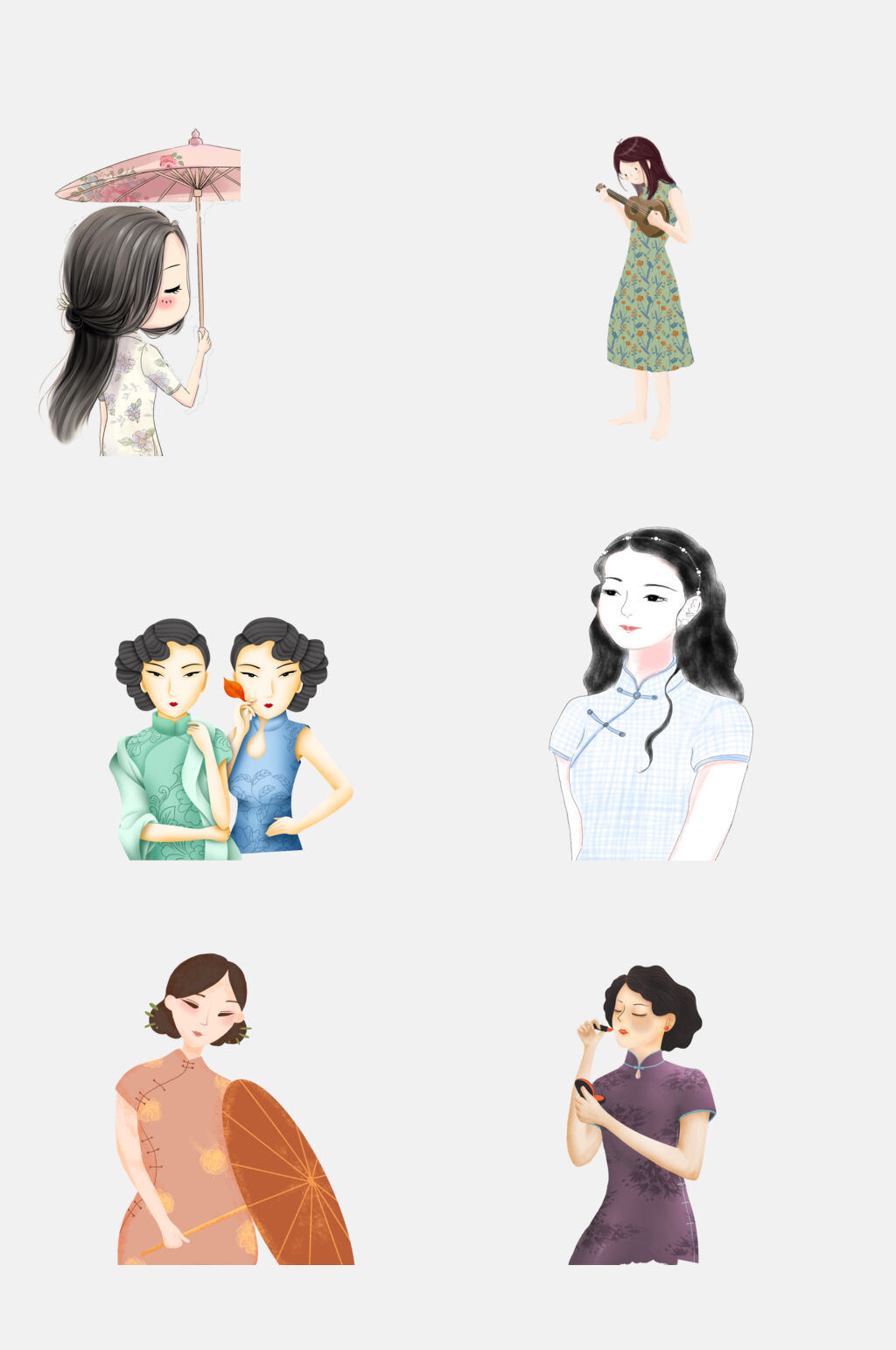 时尚民国风中国风旗袍古典美女素材素材
