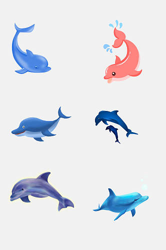 水彩唯美动物海豚免抠元素