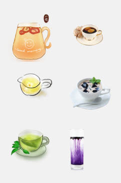 新鲜花茶绿茶免抠元素