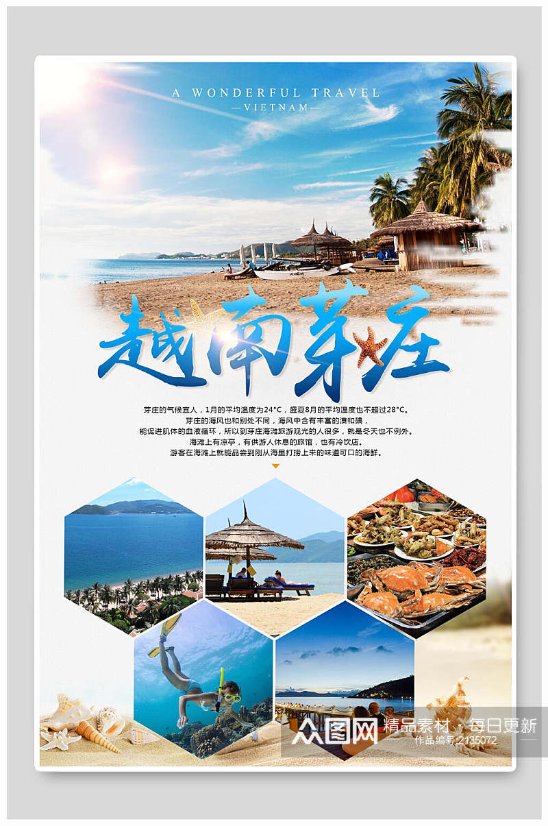 完美芽庄越南旅游海报素材