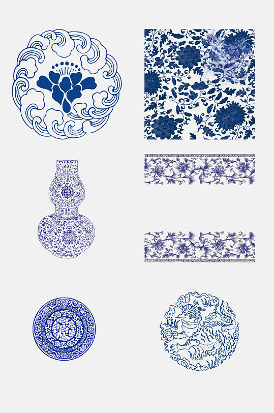 高端精美中国风瓶子青花瓷图案素材