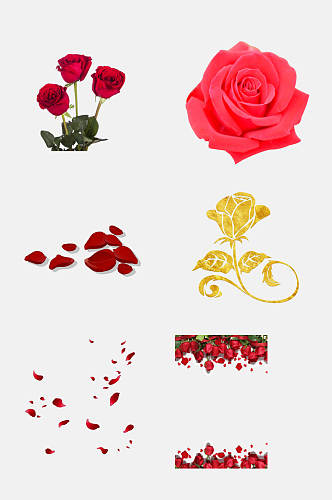 创意手绘花卉情人节玫瑰花免抠元素