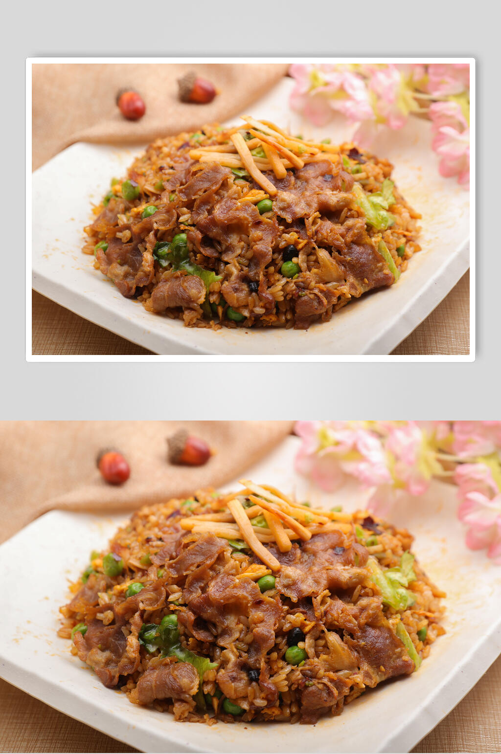 牛肉酸笋炒饭摄影图片素材