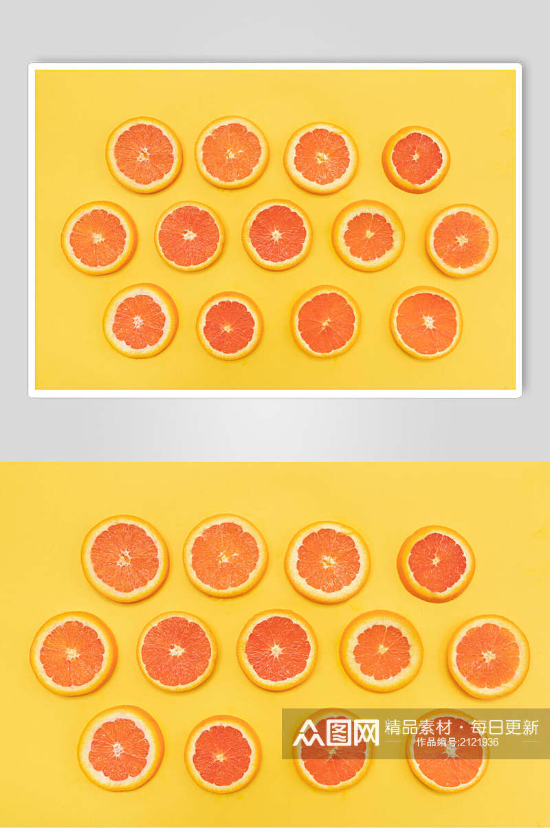 清新简洁黄色平切水果图片素材