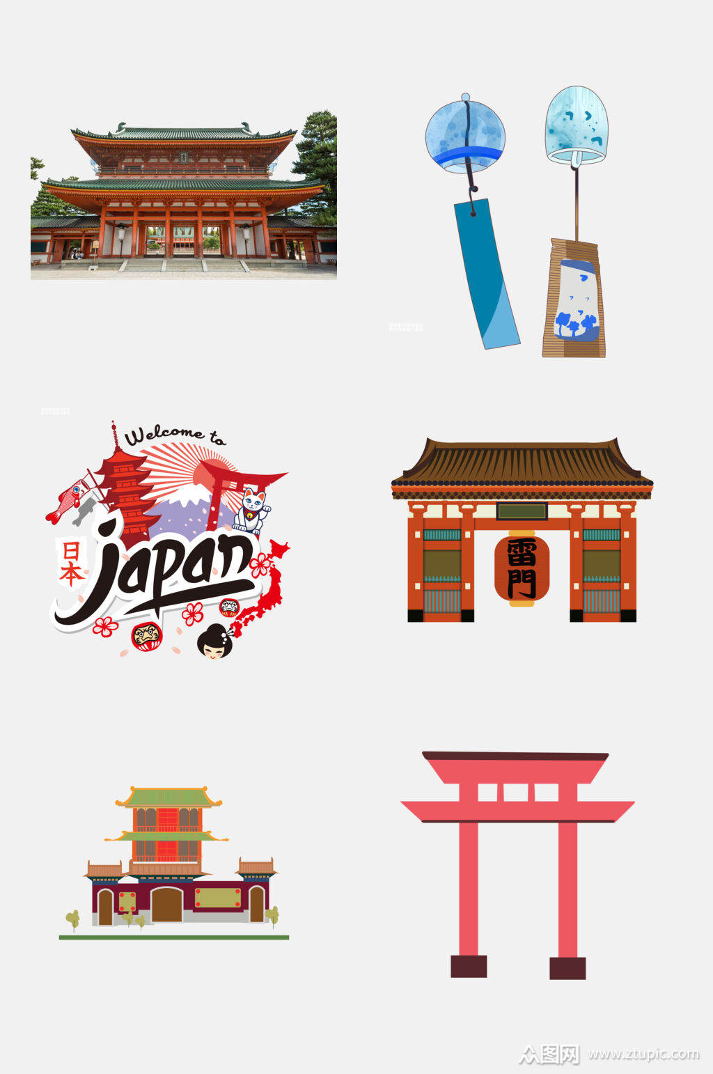 日本旅游风光建筑风铃免抠元素