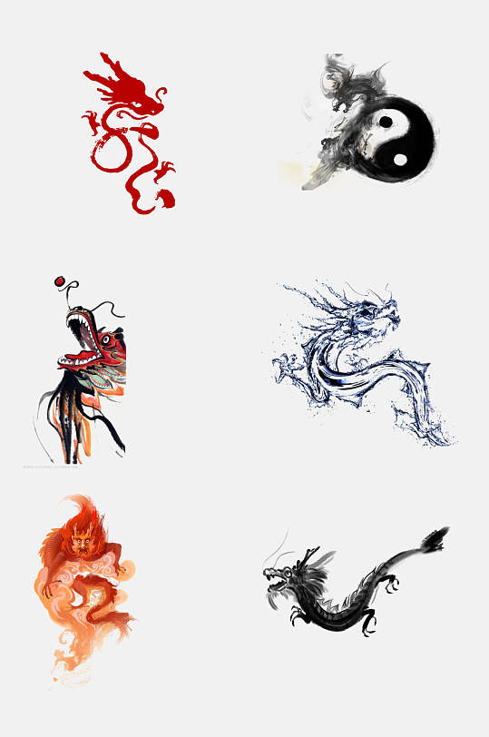 水墨画中国风龙纹图案免抠元素素材