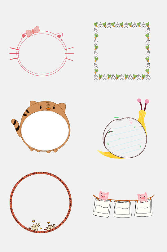 可爱龙猫动物书签表框免抠素材