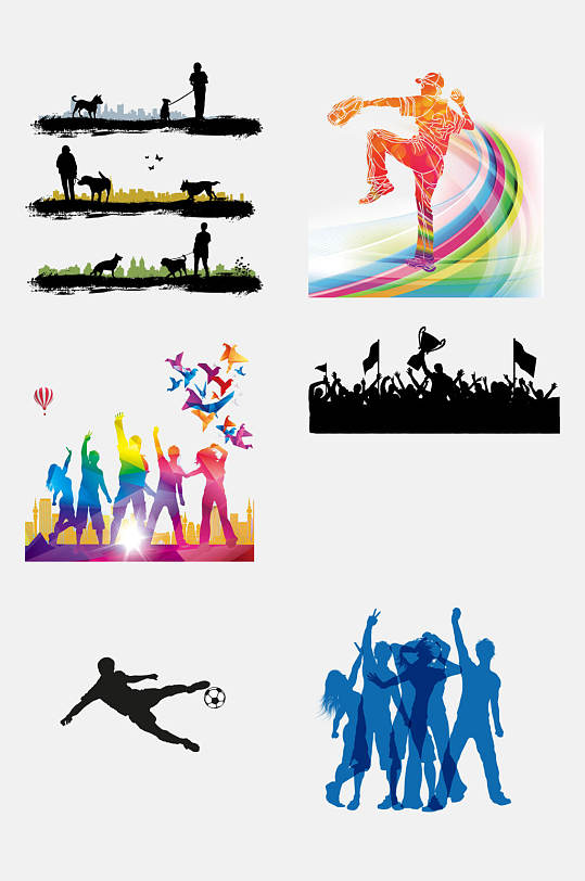 运动人物剪影运动免抠元素素材