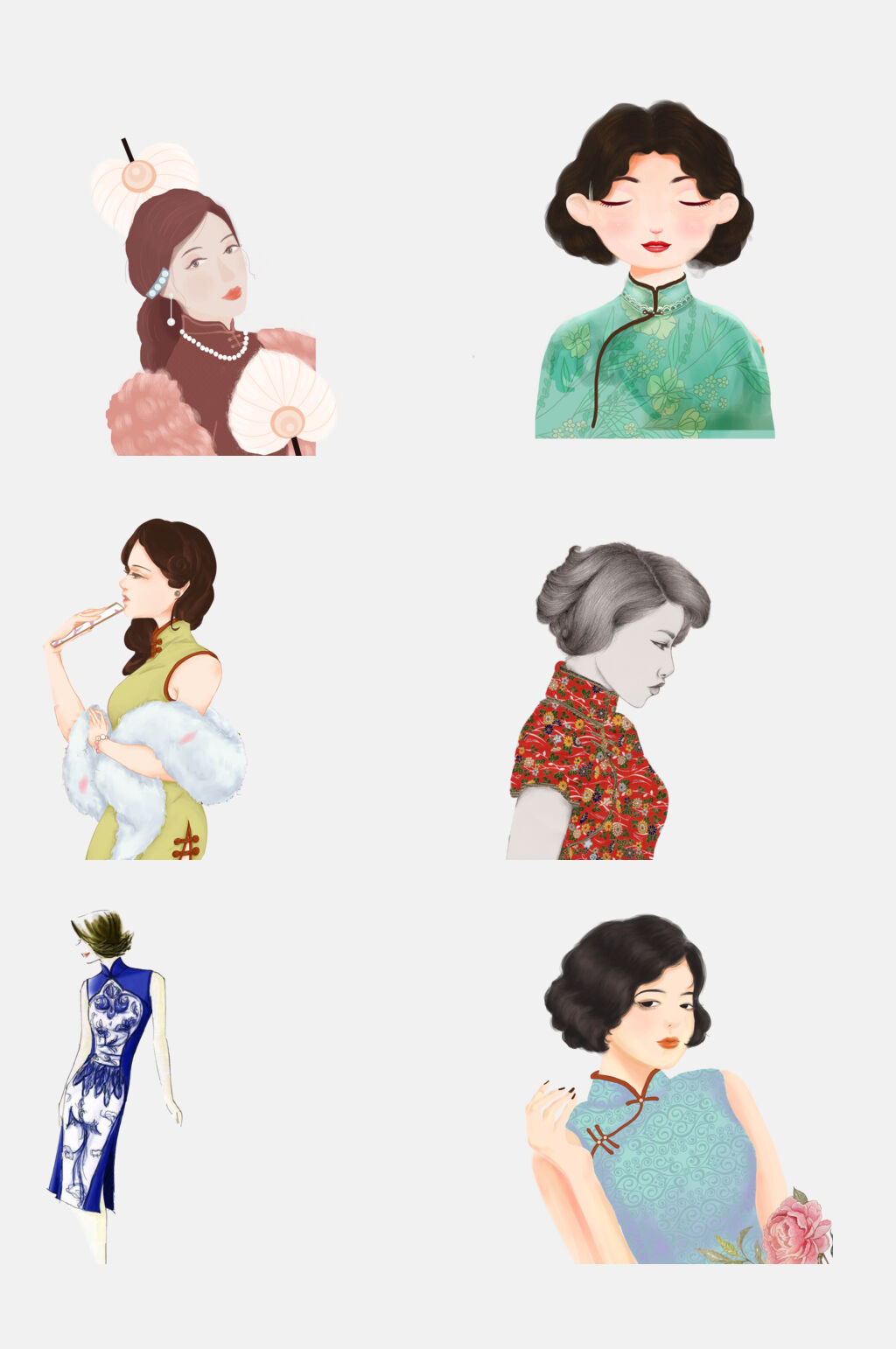 魅力民国风中国风旗袍古典美女素材素材