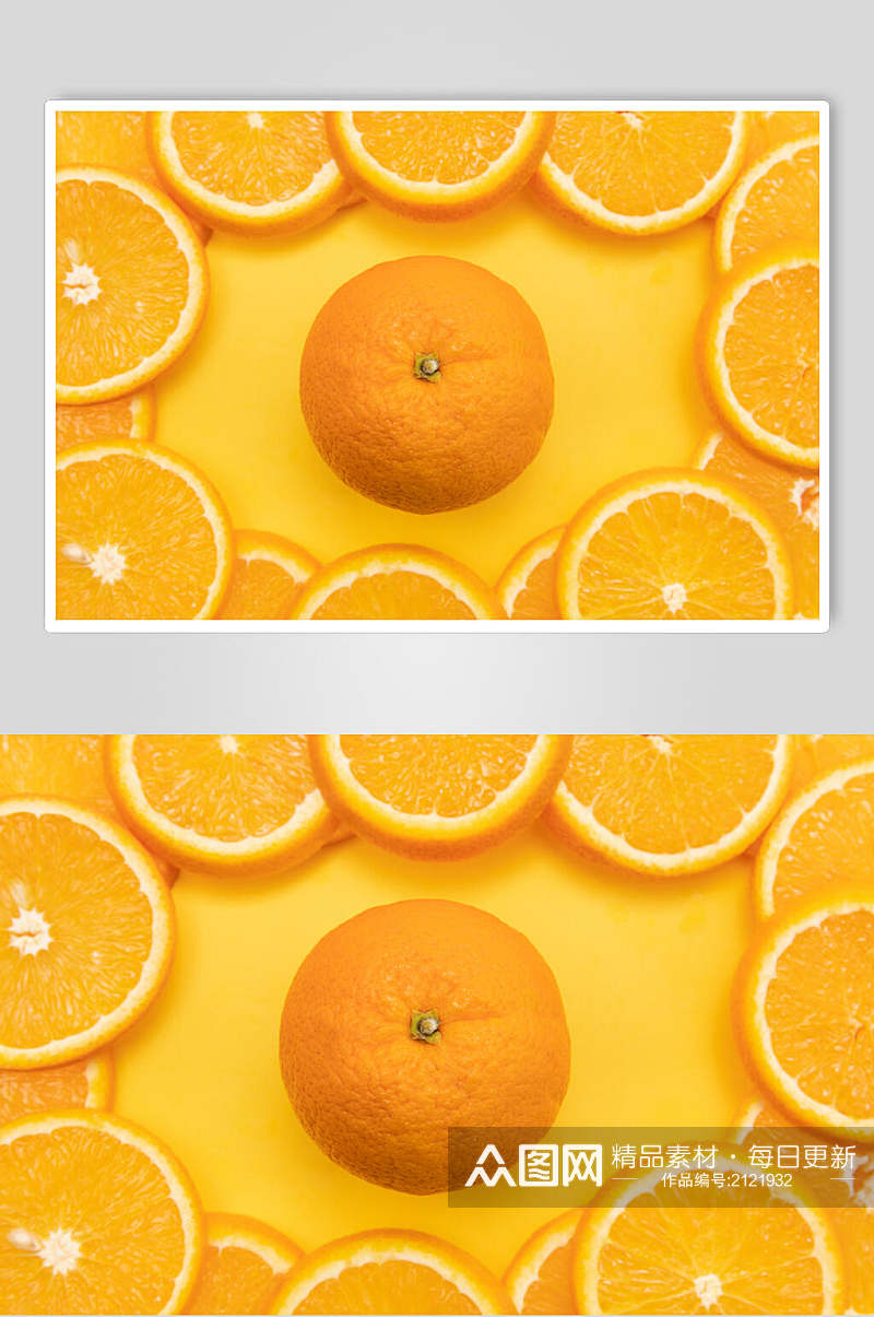 平切柑橘橙子水果图片素材
