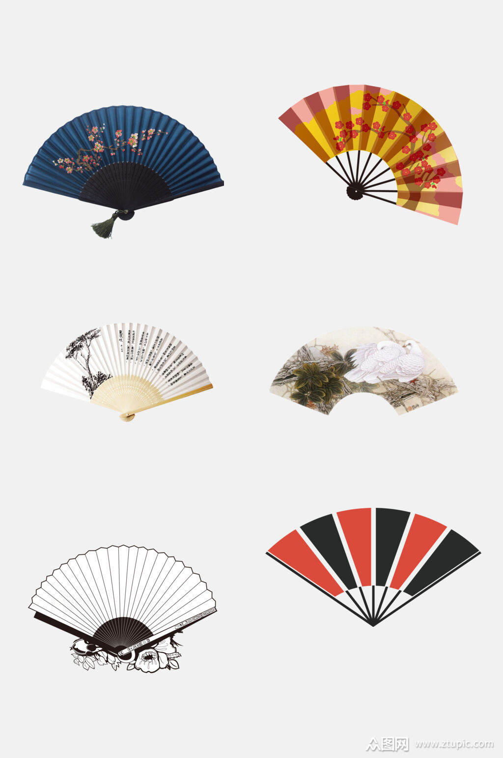 水墨风中国风折扇免抠元素模板下载-编号2153822-众图网