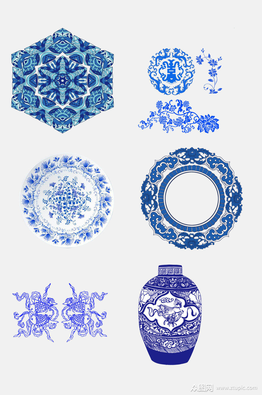 中国风花纹纹理青花瓷图案素材素材