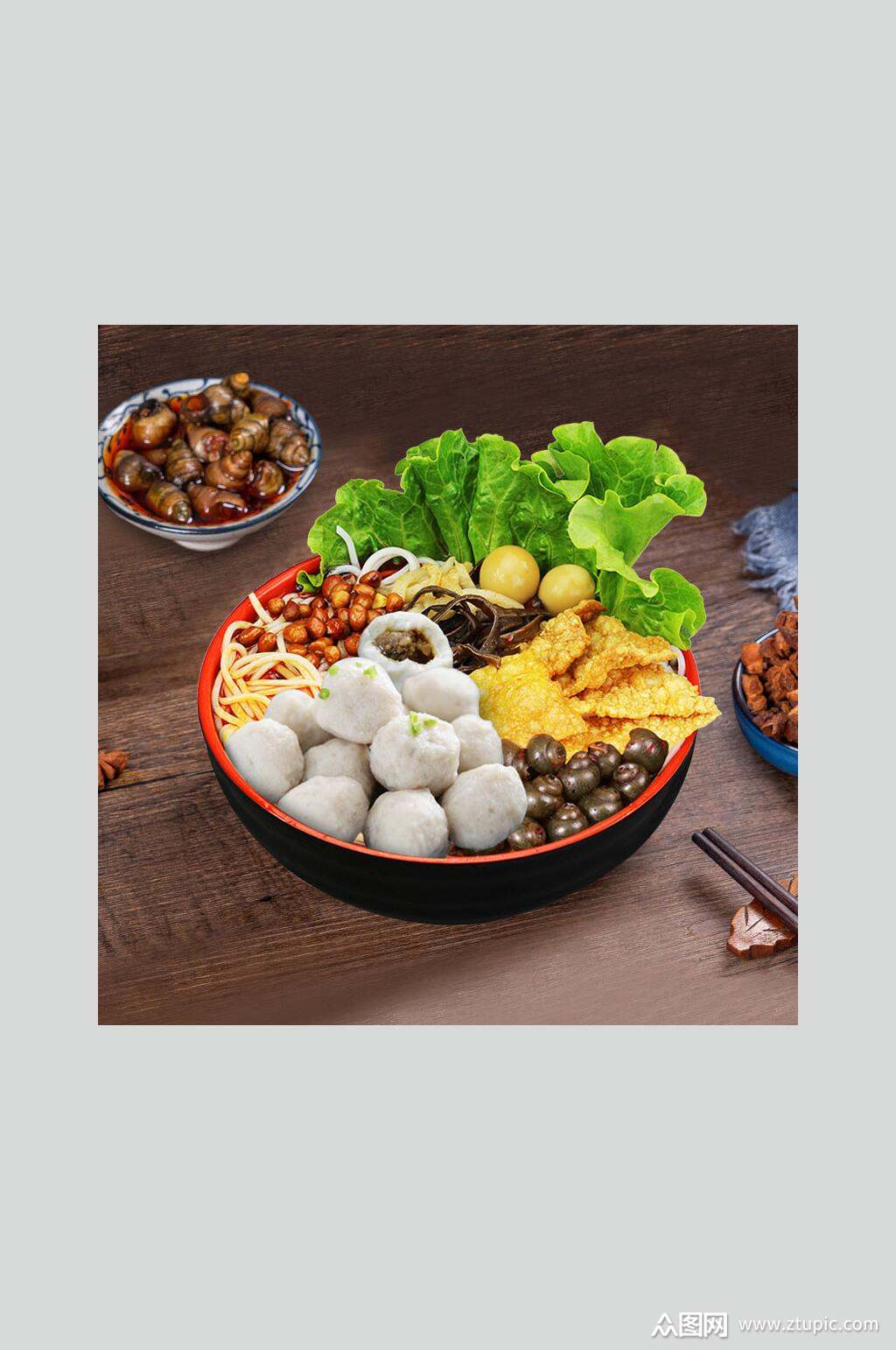 鱼丸螺蛳粉摄影图片