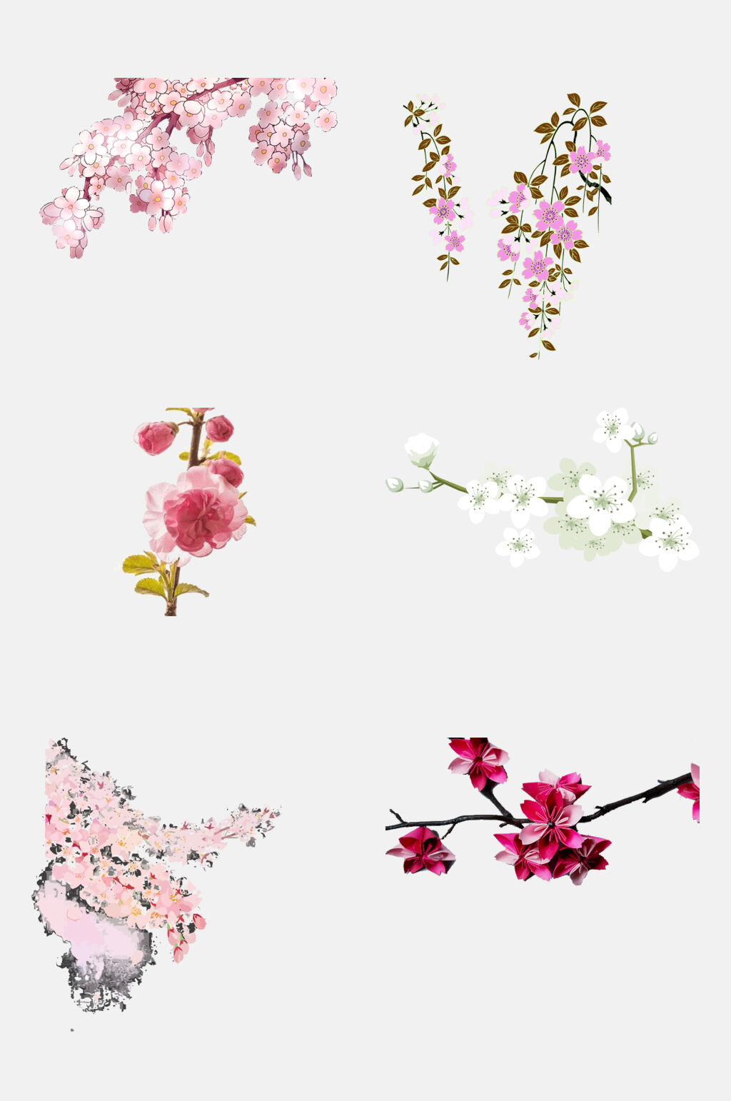 清新樱花桃花荷花莲花免抠元素素材