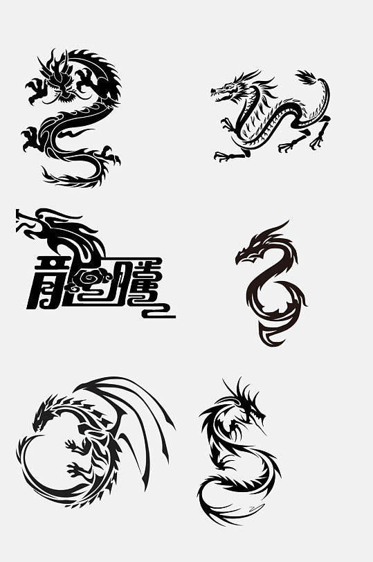 素描古典龙纹龙图腾免抠元素素材