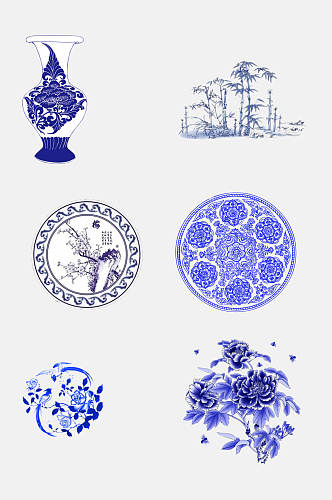 中国风瓶子花纹青花瓷图案素材