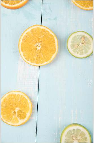 橙子柠檬平切水果食品图片