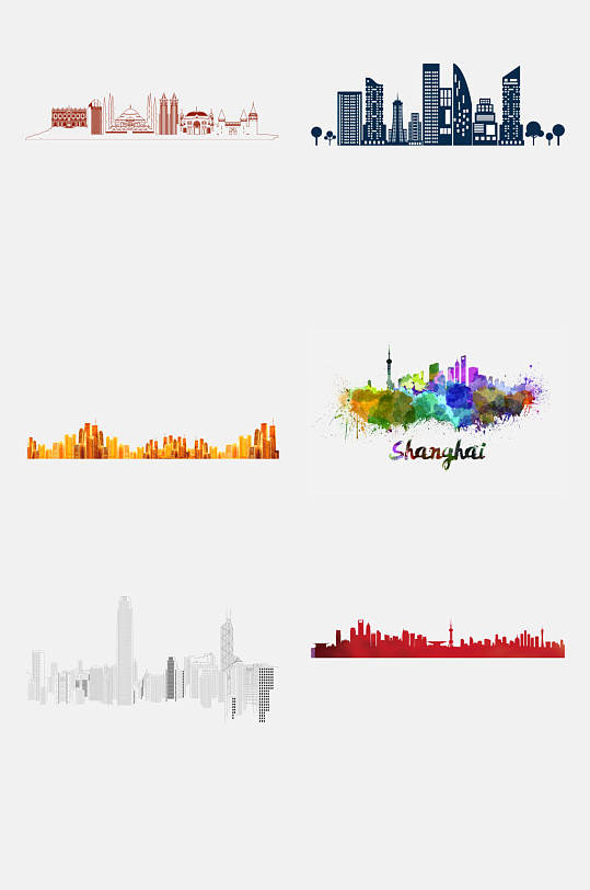 上海城市剪影免抠设计元素