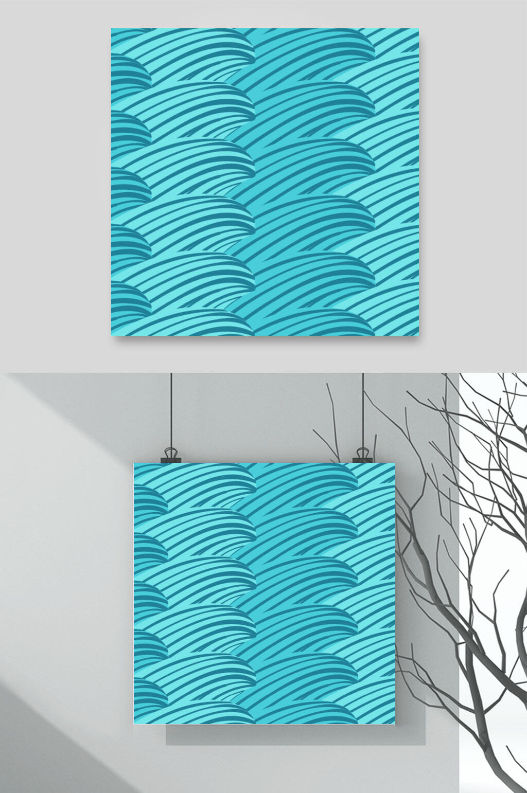 绿色简约创意海浪矢量背景素材素材