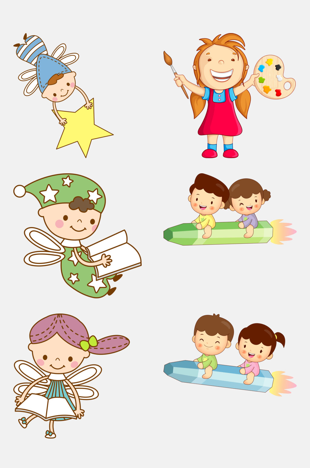梦幻卡通开学季儿童小学生免抠元素素材
