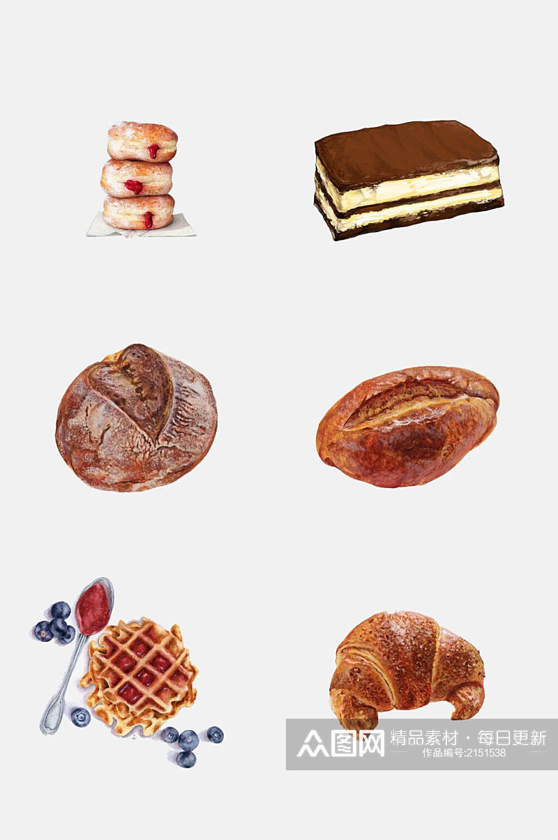美味手绘红包面包饼干糕点免抠元素素材