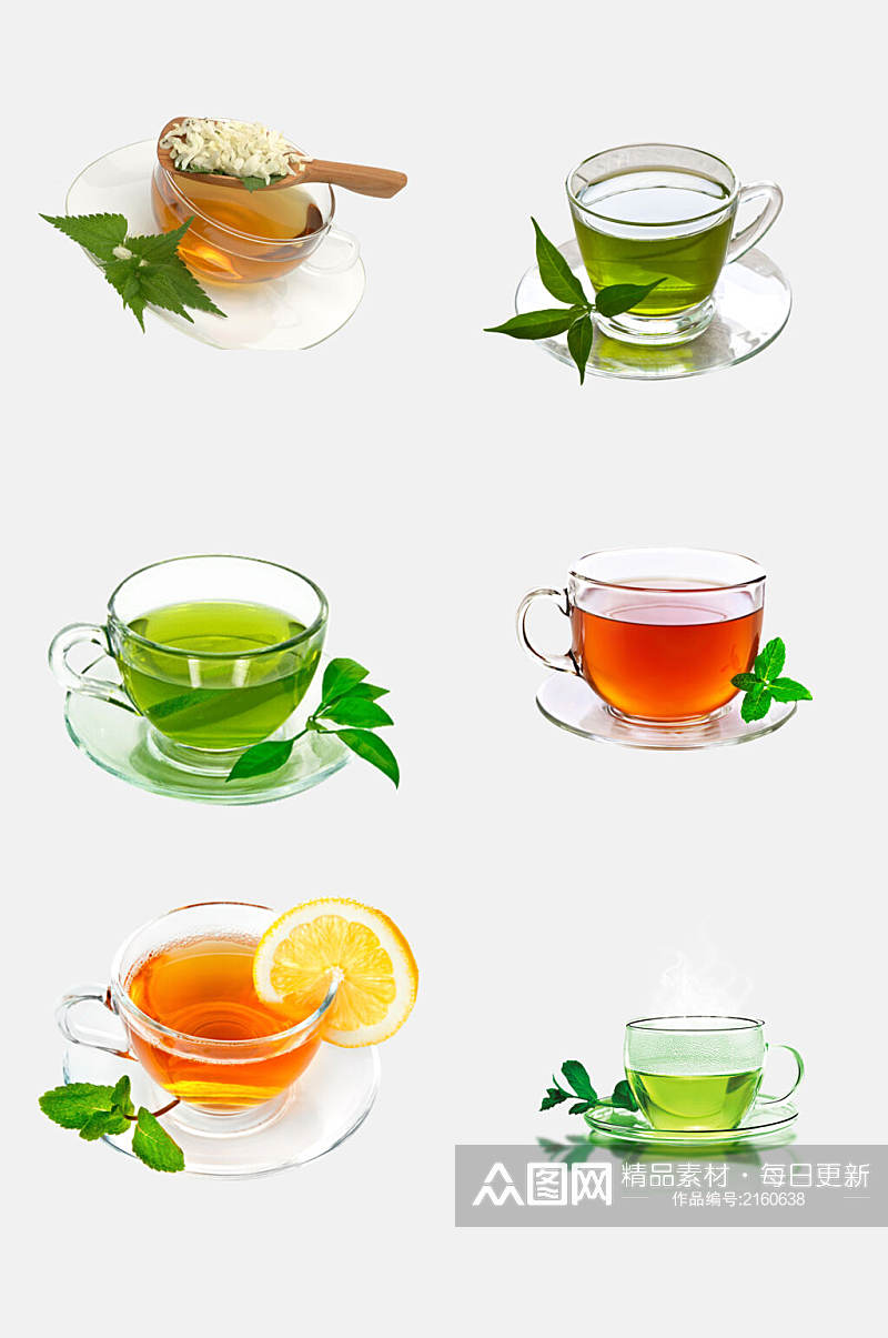 柠檬花茶绿茶免抠元素素材