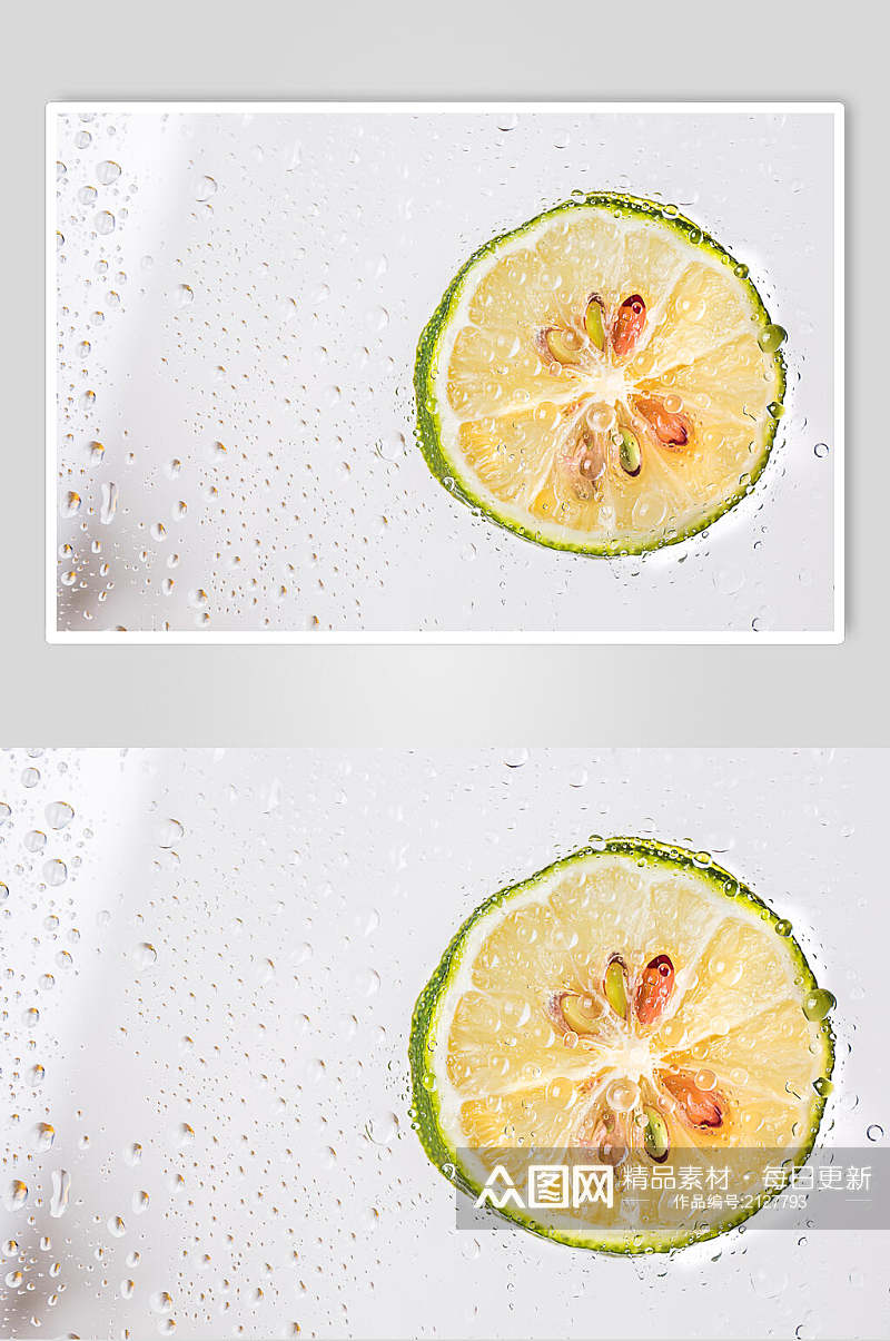 冰镇柠檬平切水果美食图片素材