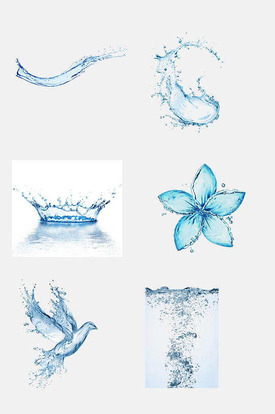 创意花朵水波水滴水花免抠元素