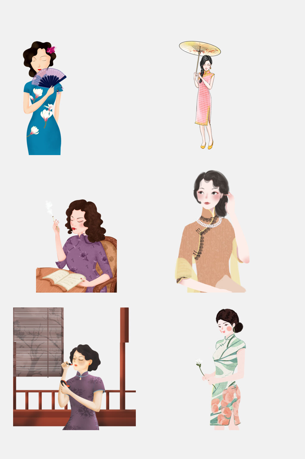 美丽优雅中国风旗袍古典美女素材素材