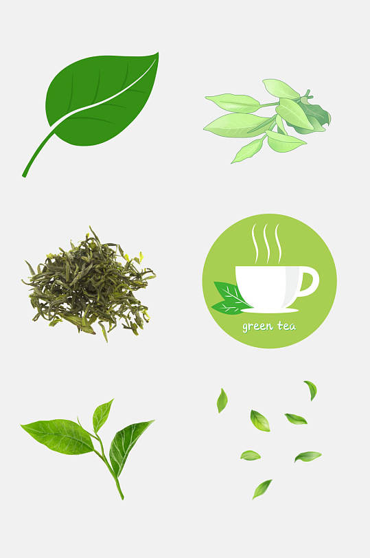 大气简约茶叶新茶绿茶绿色免抠元素