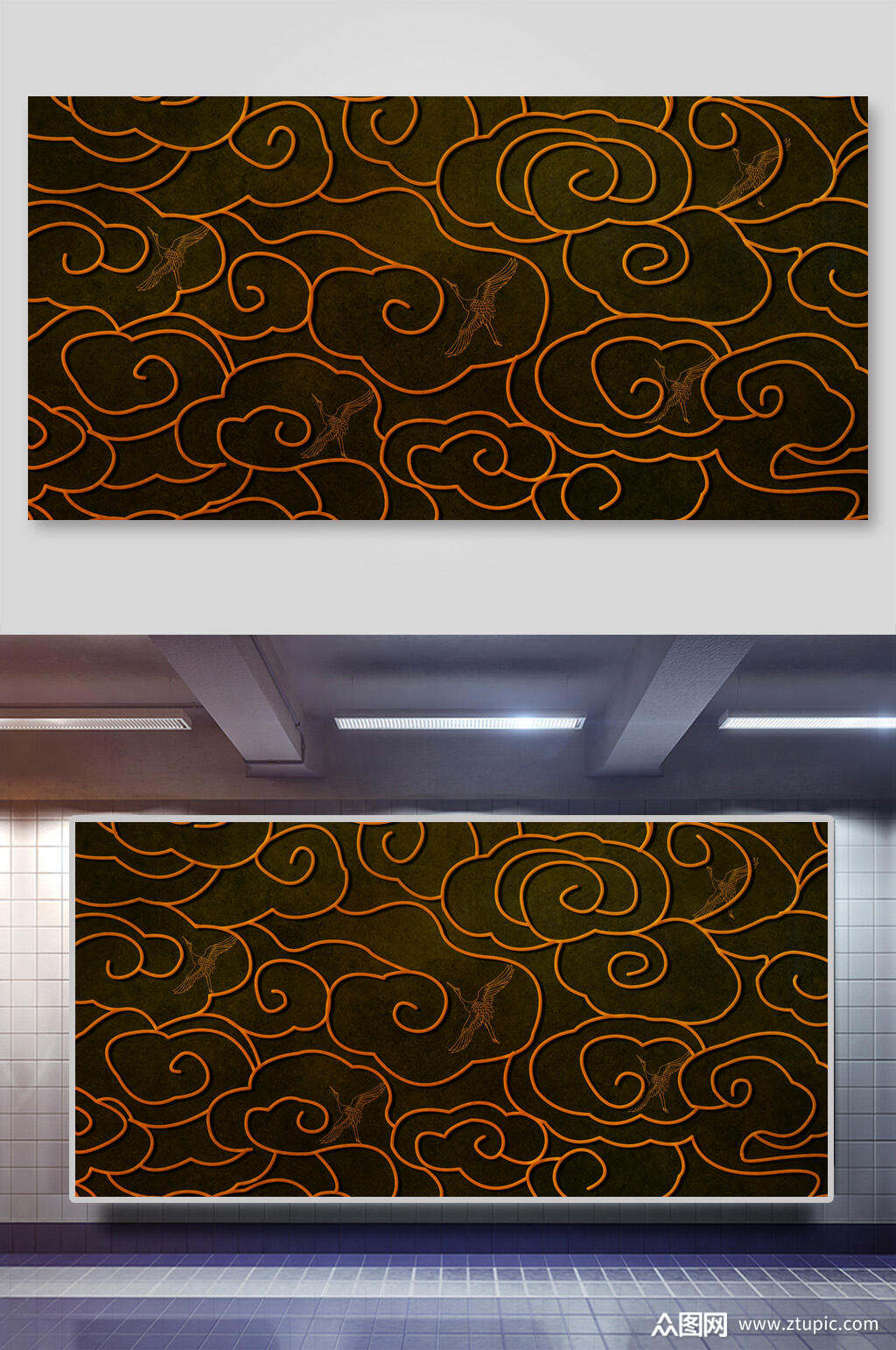 高端古典花纹祥云背景素材