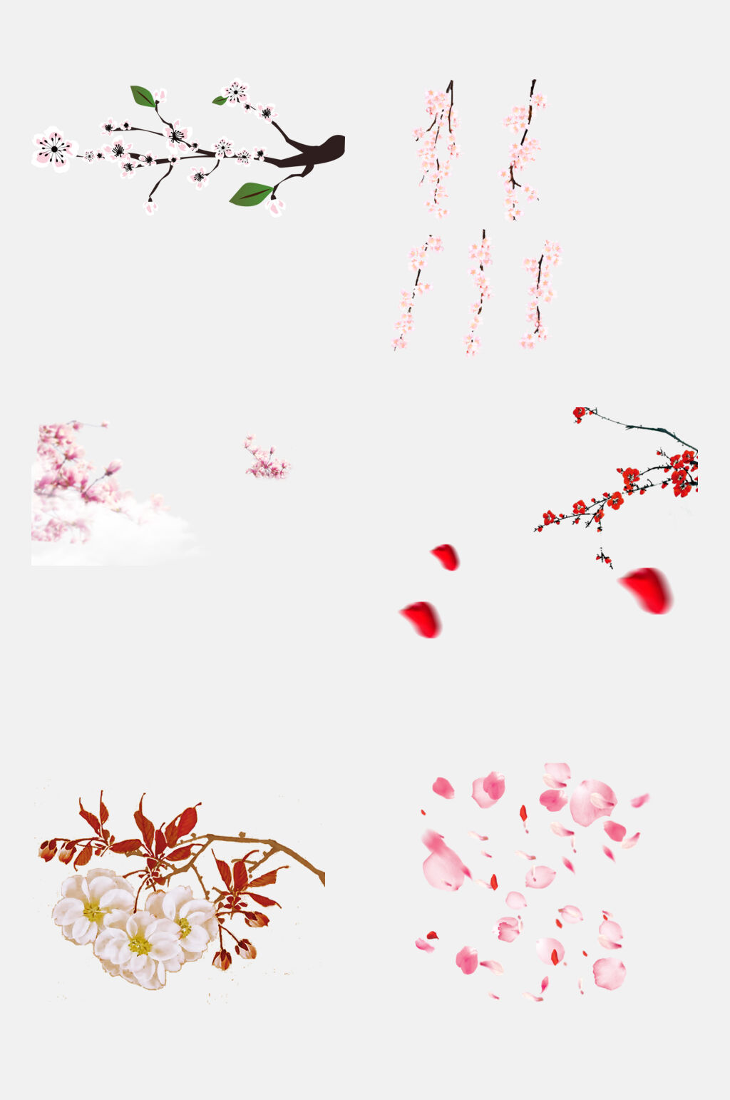 浪漫飘花花卉荷花莲花免抠元素素材