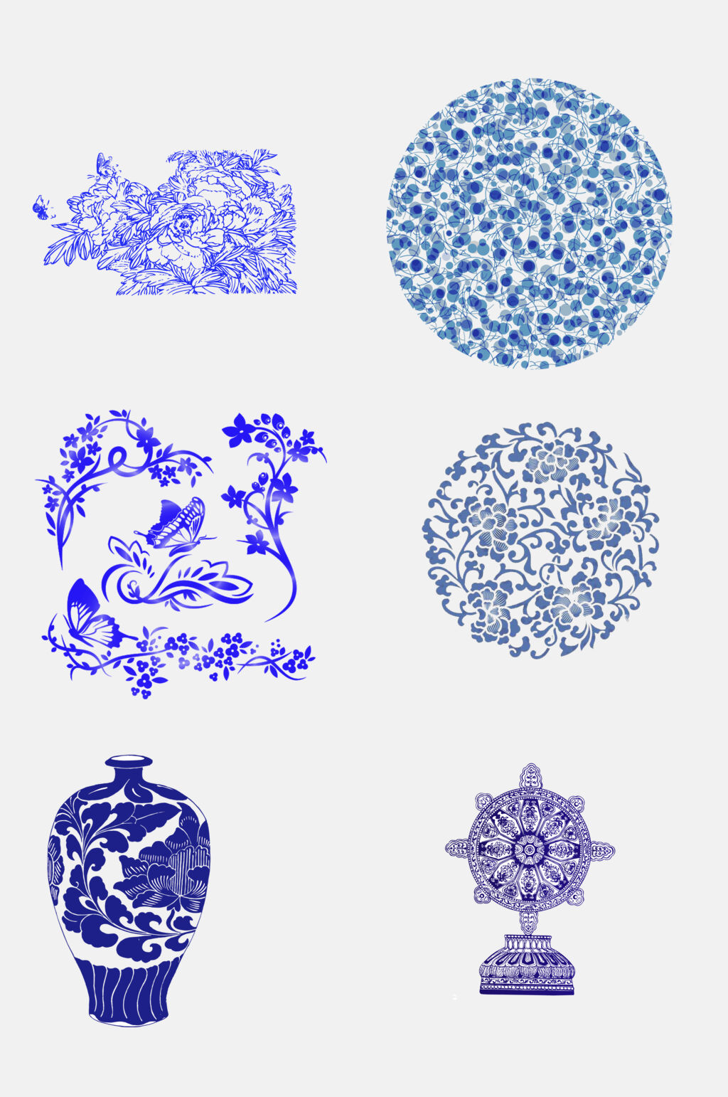中国风青花瓷装饰品图案素材素材